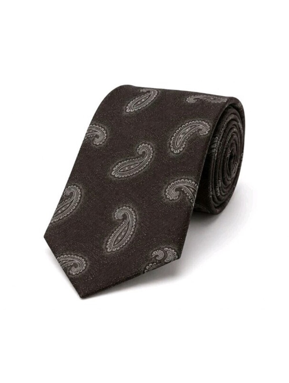 Vintage Oscar de la Renta Couture Men's Tie Brown Paisley Designer Necktie